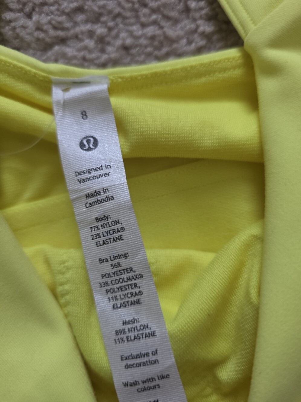 NWT Lululemon Wunder Train Straight Strap Tank Electric Lemon 8 - Picture 3 of 4
